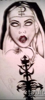 fotó egy apáca tetoválásról (jelentése) - példa egy érdekes tetoválási tervre - 018