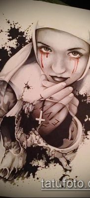 fotó egy apáca tetoválásról (jelentése) - példa egy érdekes tetoválási tervre - 010