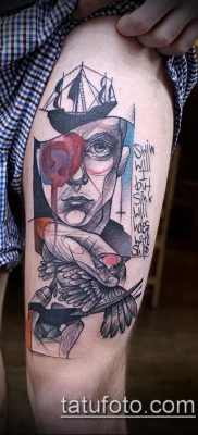 татуировка на бедрото за мъже (стойност) - пример за интересна рисунка за татуировка - 001