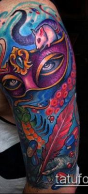 ÚJ SCHOOL TATTOOS № 295 - a minta egyedi változata, amely sikeresen használható a rózsák megváltoztatására és felhelyezésére egy új iskola tetoválásaként