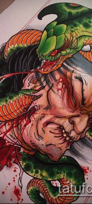 A NEW SCHOOL TATTOOS # 489 a minta érdekes változata, amely sikeresen használható a rózsák átalakítására és felhelyezésére egy új iskola tetoválásaként