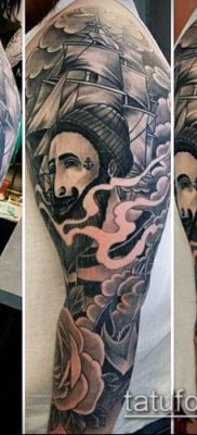 443 -as felhőtetoválás - a minta érdekes változata, amely jól használható változtatásra és felhők felhelyezésére a karra tetoválásként