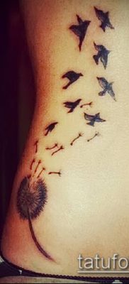 zdjęcie mniszka lekarskiego z ptakami (Dandelion Tatto) (wartość) - przykładowy rysunek - 060