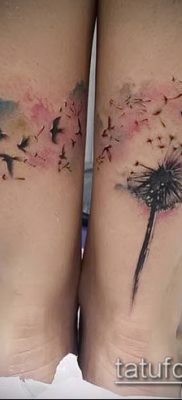 zdjęcie mniszka lekarskiego z ptakami (Dandelion Tatto) (wartość) - przykładowy rysunek - 049