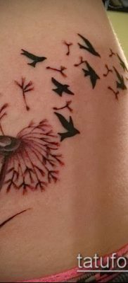 zdjęcie mniszka lekarskiego z ptakami (Dandelion Tatto) (wartość) - przykładowy rysunek - 044