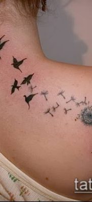 zdjęcie mniszka lekarskiego z ptakami (Dandelion Tatto) (wartość) - przykładowy rysunek - 042