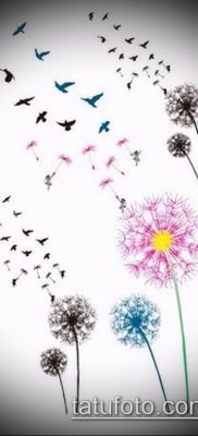 zdjęcie dmuchawca z ptakami (Dandelion Tatto) (wartość) - przykładowy rysunek - 032