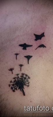 zdjęcie mniszka lekarskiego z ptakami (Dandelion Tatto) (wartość) - przykładowy rysunek - 029