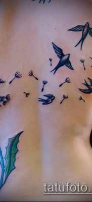zdjęcie mniszka lekarskiego z ptakami (Dandelion Tatto) (wartość) - przykładowy rysunek - 023