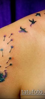 zdjęcie mniszka lekarskiego z ptakami (Dandelion Tatto) (wartość) - przykładowy rysunek - 007