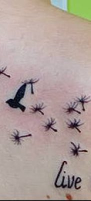 zdjęcie mniszka lekarskiego z ptakami (Dandelion Tatto) (wartość) - przykładowy rysunek - 006