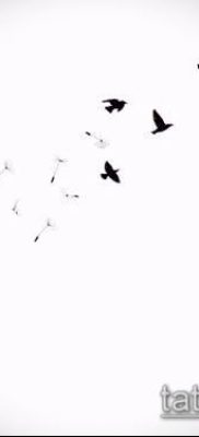 zdjęcie mniszka lekarskiego z ptakami (Dandelion Tatto) (wartość) - przykładowy rysunek - 005