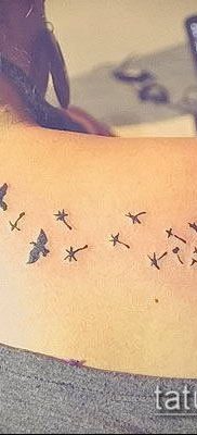 zdjęcie mniszka lekarskiego z ptakami (Dandelion Tatto) (wartość) - przykładowy rysunek - 004