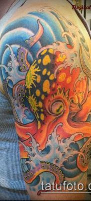 óceáni tetoválás №191 - a minta exkluzív változata, amely jól használható felülvizsgálatra és alkalmazásra, mint tetoválás a tengerre egy háromszögben