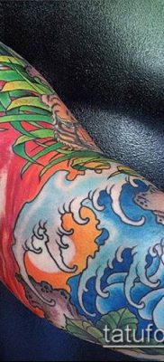 91 -es óceáni tetoválás - a minta hűvös változata, amely sikeresen használható átalakításhoz és tetováláshoz óceánhüvelyként