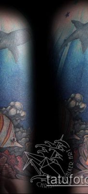 óceáni tetoválás №901 - a minta exkluzív változata, amely sikeresen használható az óceán tetoválásaként történő átalakítására és felhelyezésére a karon