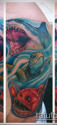 250 -es óceáni tetoválás - a minta érdekes változata, amely sikeresen használható a tenger körkörös feldolgozásához és tetoválásához