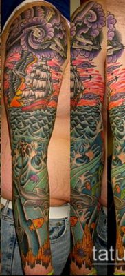 óceáni tetoválás 238. szám - a minta egyedi változata, amely jól használható változtatásra és alkalmazásra tetoválásként az óceánon a karon