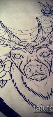 fénykép szarvas tetoválás szarvával (tetoválás) (érték) - példa rajz - 068