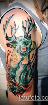 fénykép szarvas tetoválás szarvával (tetoválás) (jelentése) - példa rajz - 052