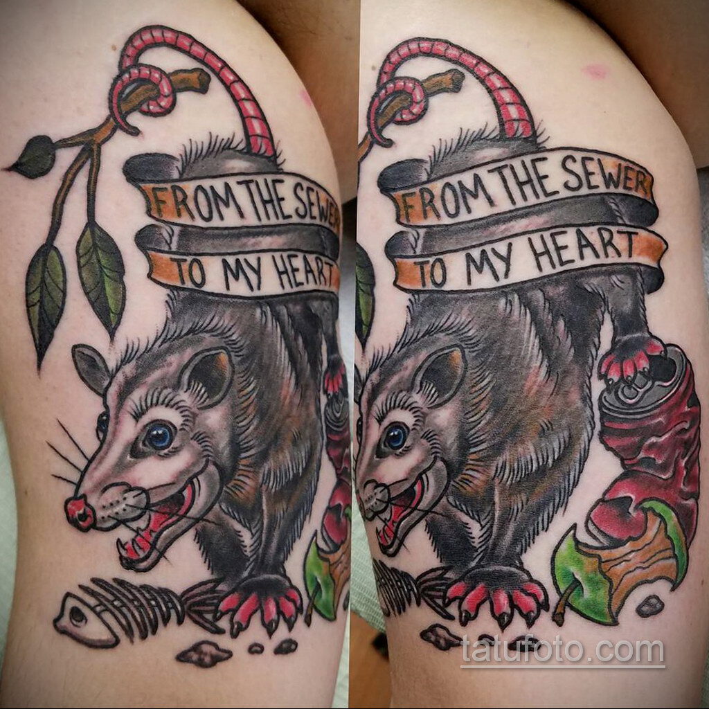 Fényképes példa a Possum tetoválás rajzára 2020.11.18. №131 -Opossum tetoválás