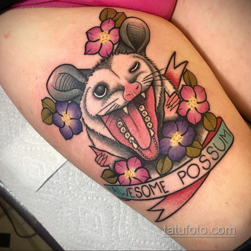 Fényképes példa a Possum tetoválás rajzára 2020.11.18. №120 -Opossum tetoválás