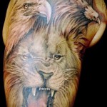 Sas és oroszlán tetoválás