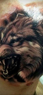 Fénykép a farkas vigyorának tetoválásáról 2020.02.05. №001 -farkas vigyor tetoválása -