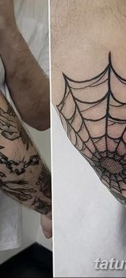 fotó a pókháló tetoválásról a könyökön, kelt 2018.02.06. №022 - tetováló pókháló a könyökön -