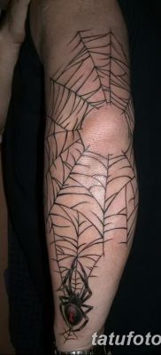 fotó a pókháló tetoválásról a könyökön, keltezett 2018.02.06. №07 - tetováló pókháló a könyökön -