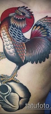 Fénykép tetováló kakasról (tetováló kakas) (érték) - példa rajz - 073
