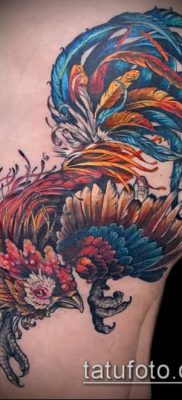 Fénykép tetováló kakasról (tetováló kakas) (érték) - példa rajz - 004