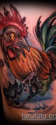 Fénykép tetováló kakasról (tetováló kakas) (érték) - példa rajz - 005