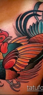 Fénykép tetováló kakasról (tetováló kakas) (érték) - példa rajz - 007