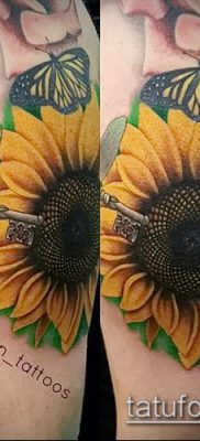 napraforgó tetoválás fotó (jelentése) - példa egy érdekes tetoválási rajzra - 057
