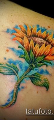 napraforgó tetoválás fotó (jelentése) - példa egy érdekes tetoválási rajzra - 039