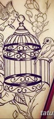 fotó a madár és ketrec tetoválásról, 2017. augusztus 16 -án, 053. sz. - Tetovált madár és ketrec_