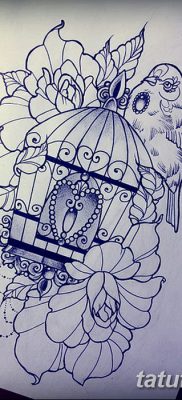 fotó madár és ketrec tetoválásról, kelt 2017.08.06. №084 - Tetovált madár és ketrec_