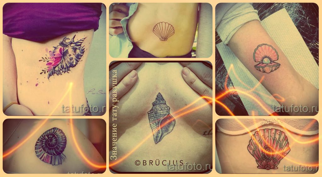 Значението на татуировка с черупка - значението на картината и снимките на готови татуировки