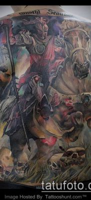 tatuaż rycerza №666 - godna wersja wzoru, którą można łatwo wykorzystać do zmiany i zastosowania jako tatuaż głowy rycerza