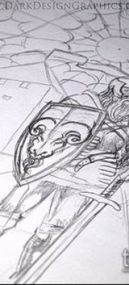 tatuaż rycerza # 889 - ekskluzywna wersja wzoru, który z powodzeniem można wykorzystać do przekształcenia i zastosowania jako tatuaż rycerza na koniu