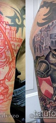 tatuaż rycerza #253 - fajna wersja obrazu, którą z powodzeniem można wykorzystać do powtórki i narysowania rycerza na ramieniu jako tatuażu