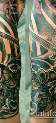 tatuaż rycerza numer 173 - fajna wersja obrazu, którą z powodzeniem można wykorzystać do powtórki i narysowania rycerza ze skrzydłami jako tatuażu