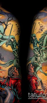 tatuaż rycerza №335 - unikalna wersja wzoru, który można dobrze wykorzystać do transformacji i zastosowania jako tatuaż rycerza i zamku