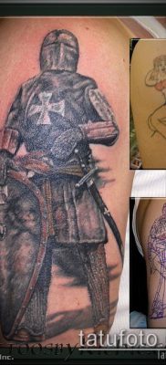 tatuaż rycerski nr 763 - ciekawa wersja wzoru, który można z powodzeniem wykorzystać do przeróbki i narysowania rycerza bez głowy jako tatuażu