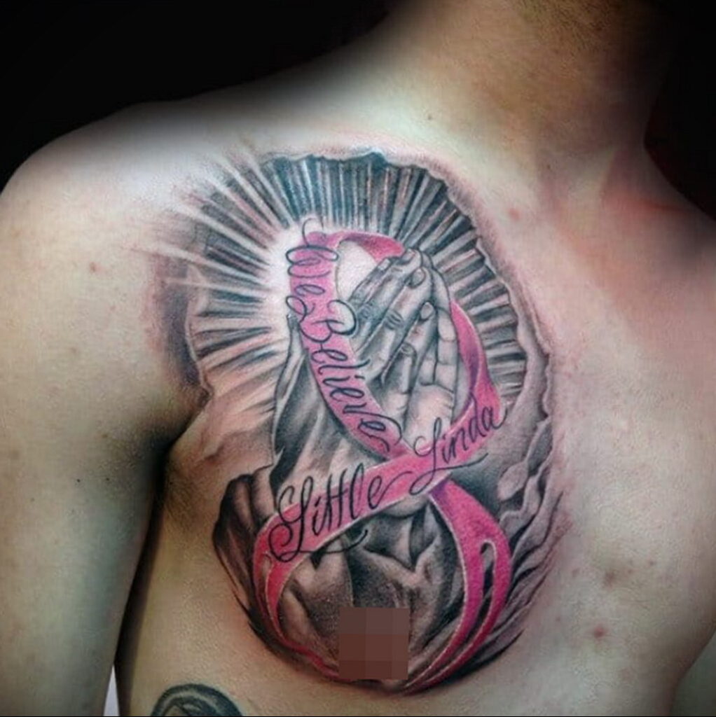 Photo of pink ribbon tattoo 06/20/2021 №223 - tattoo pink ribbon -