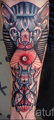 A szfinx tetoválás stílusos változata - szárnyas tetoválással rendelkező szfinxhez használható