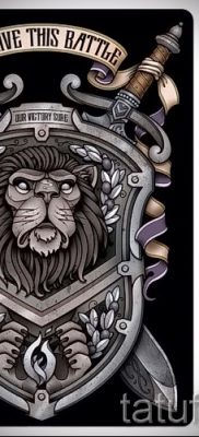 Fotó egy hűvös pajzsról és kard tetoválásról a pajzs kardtetoválással kapcsolatos értelmezéséről szóló cikkhez