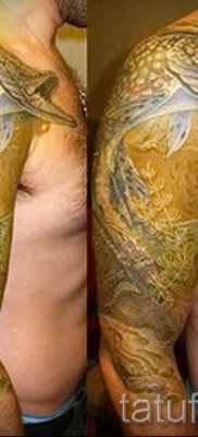 Снимка на татуировка на щука - татуировка на ръка и рамо