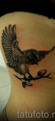 A bikaviadal -tetoválás ötletének exkluzív változata a kész tetováláson a fotón - megjegyzésként a bullfinch tetoválás jelentéséről